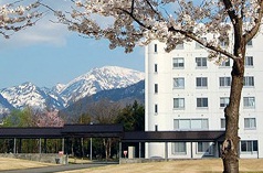 Early Spring campus scene